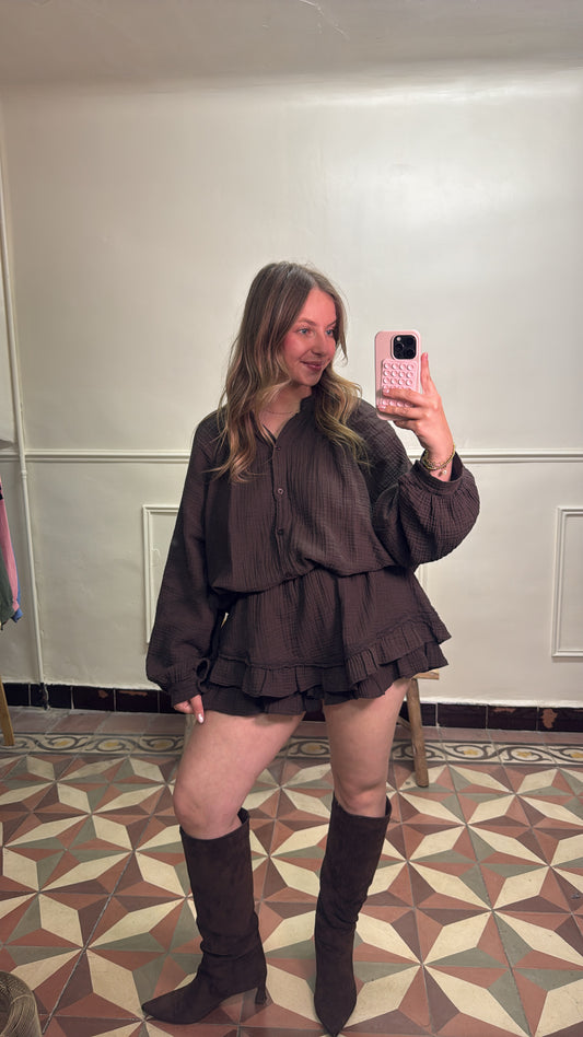 Short-jupe gaze de coton - Ensemble Minorque